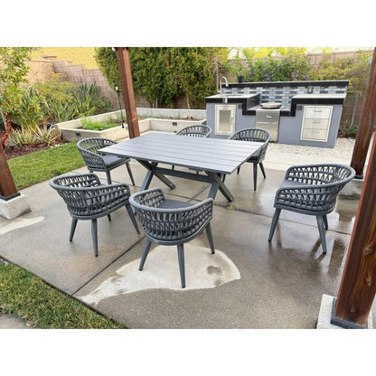 Set da pranzo per esterni in rattan PE PURPLE LEAF con struttura interamente in alluminio