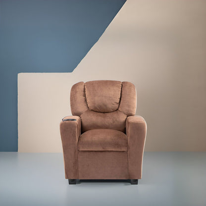 Poltrona reclinabile in PVC per bambini con funzione di reclinazione push-back, portabicchieri e comodo poggiapiedi