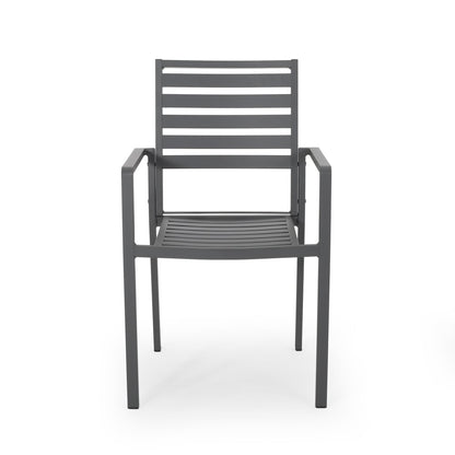 Set da pranzo moderno in alluminio da 6 posti Pabara Outdoor con tavolo estensibile di Christopher Knight Home