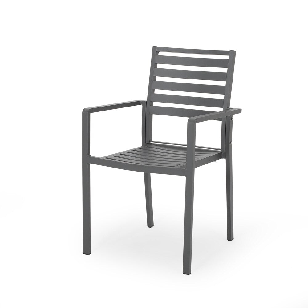 Set da pranzo moderno in alluminio da 6 posti Pabara Outdoor con tavolo estensibile di Christopher Knight Home