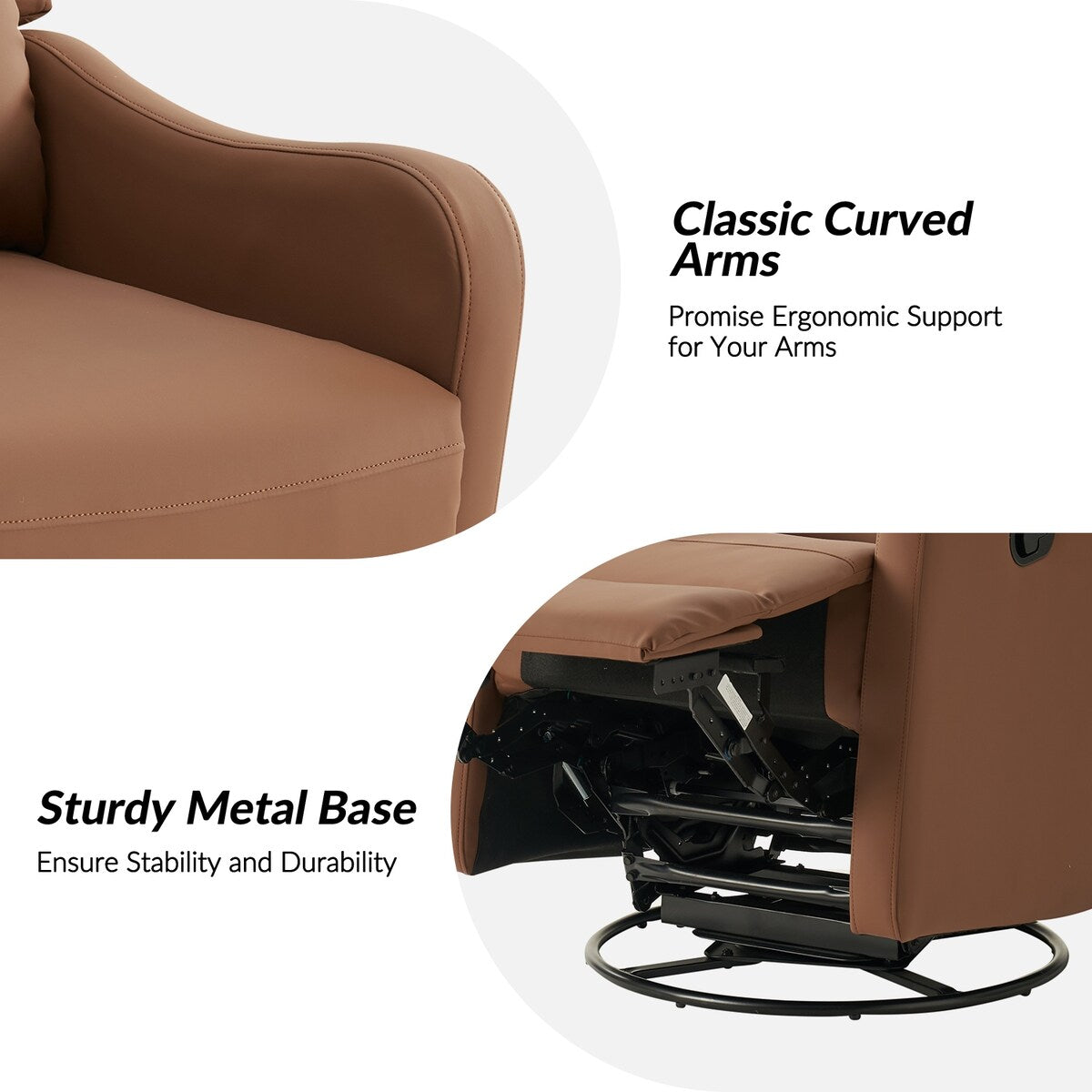 Poltrona reclinabile girevole a 360 gradi Pablo Traditional di HULALA HOME