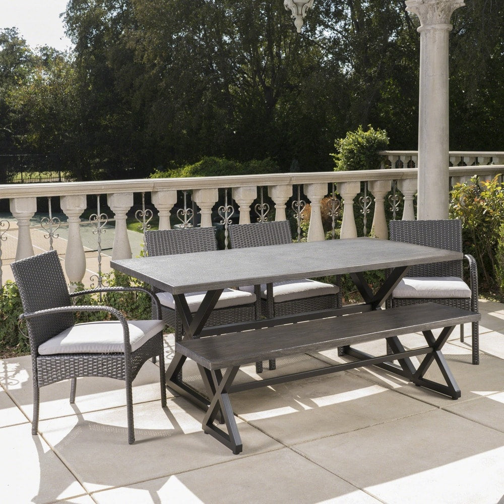 Set da pranzo Palermo in vimini e alluminio da 6 pezzi di Christopher Knight Home