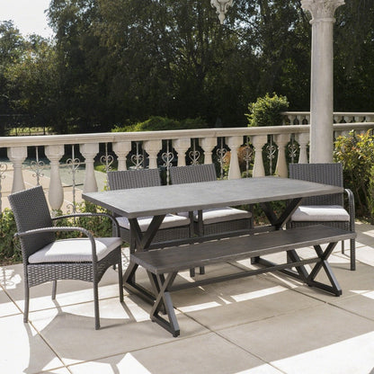 Set da pranzo Palermo in vimini e alluminio da 6 pezzi di Christopher Knight Home