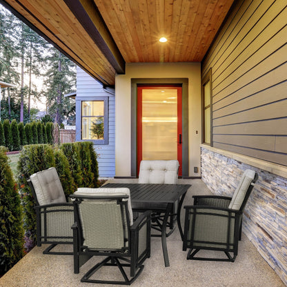 Set da pranzo girevole a dondolo Westin in alluminio e vimini da 5 pezzi