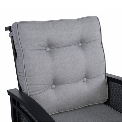 Set da pranzo girevole a dondolo Westin in alluminio e vimini da 5 pezzi