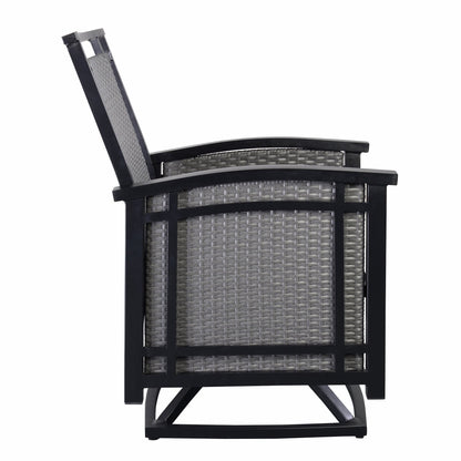 Set da pranzo girevole a dondolo Westin in alluminio e vimini da 5 pezzi