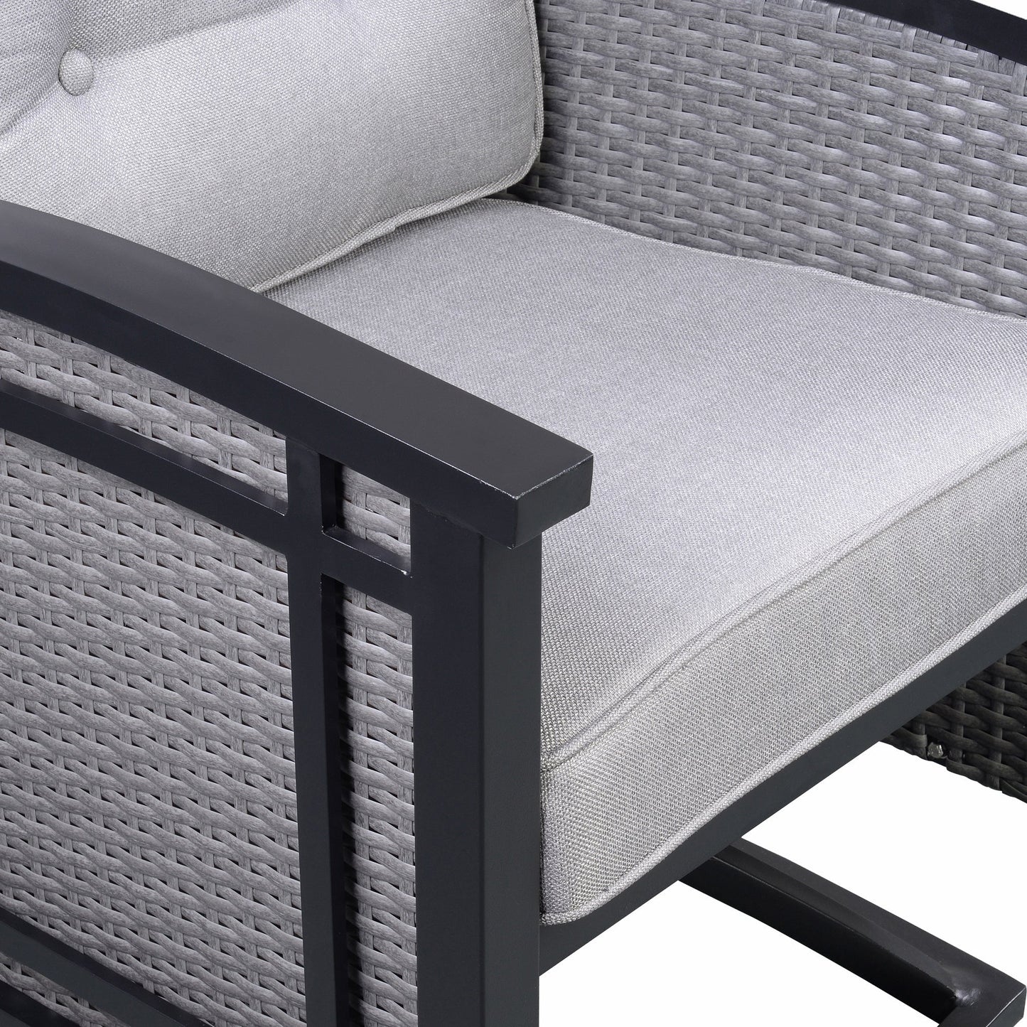 Set da pranzo girevole a dondolo Westin in alluminio e vimini da 5 pezzi