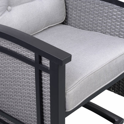 Set da pranzo girevole a dondolo Westin in alluminio e vimini da 5 pezzi