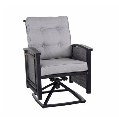 Set da pranzo girevole a dondolo Westin in alluminio e vimini da 5 pezzi