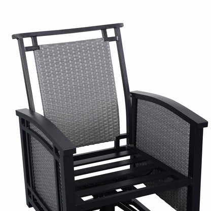 Set da pranzo girevole a dondolo Westin in alluminio e vimini da 5 pezzi