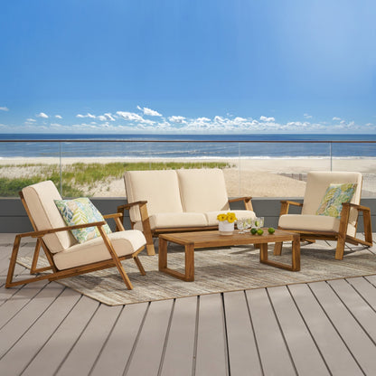 Set da esterno Paloma in acacia imbottito da 4 pezzi di Christopher Knight Home