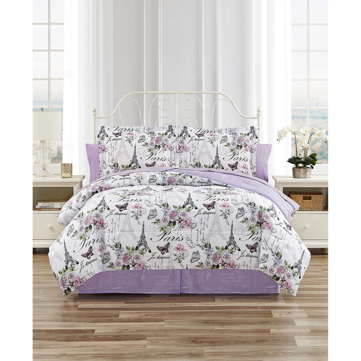 Set copripiumino reversibile in morbida microfibra CEDAR COURT Paris Floral Lilac