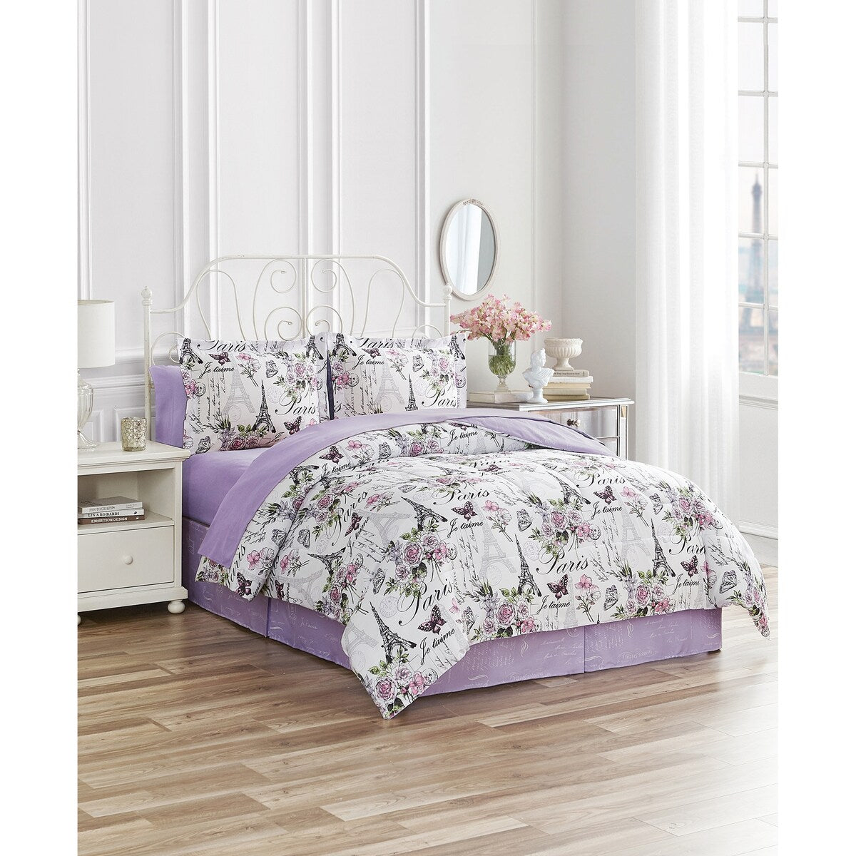 Set copripiumino reversibile in morbida microfibra CEDAR COURT Paris Floral Lilac