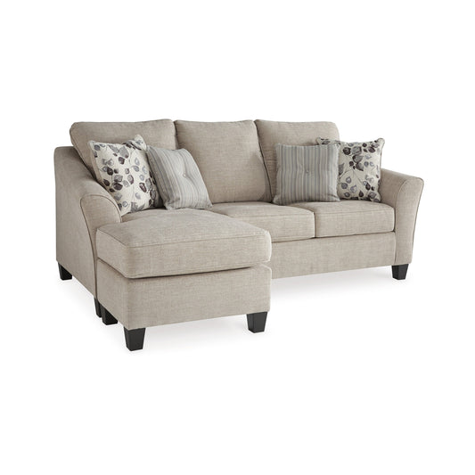 Divano Parker L Chaise Longue, poliestere grigio, 4 cuscini decorativi, 92 pollici