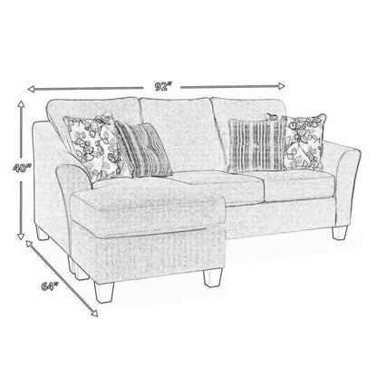 Divano Parker L Chaise Longue, poliestere grigio, 4 cuscini decorativi, 92 pollici