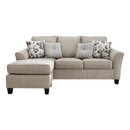 Divano Parker L Chaise Longue, poliestere grigio, 4 cuscini decorativi, 92 pollici