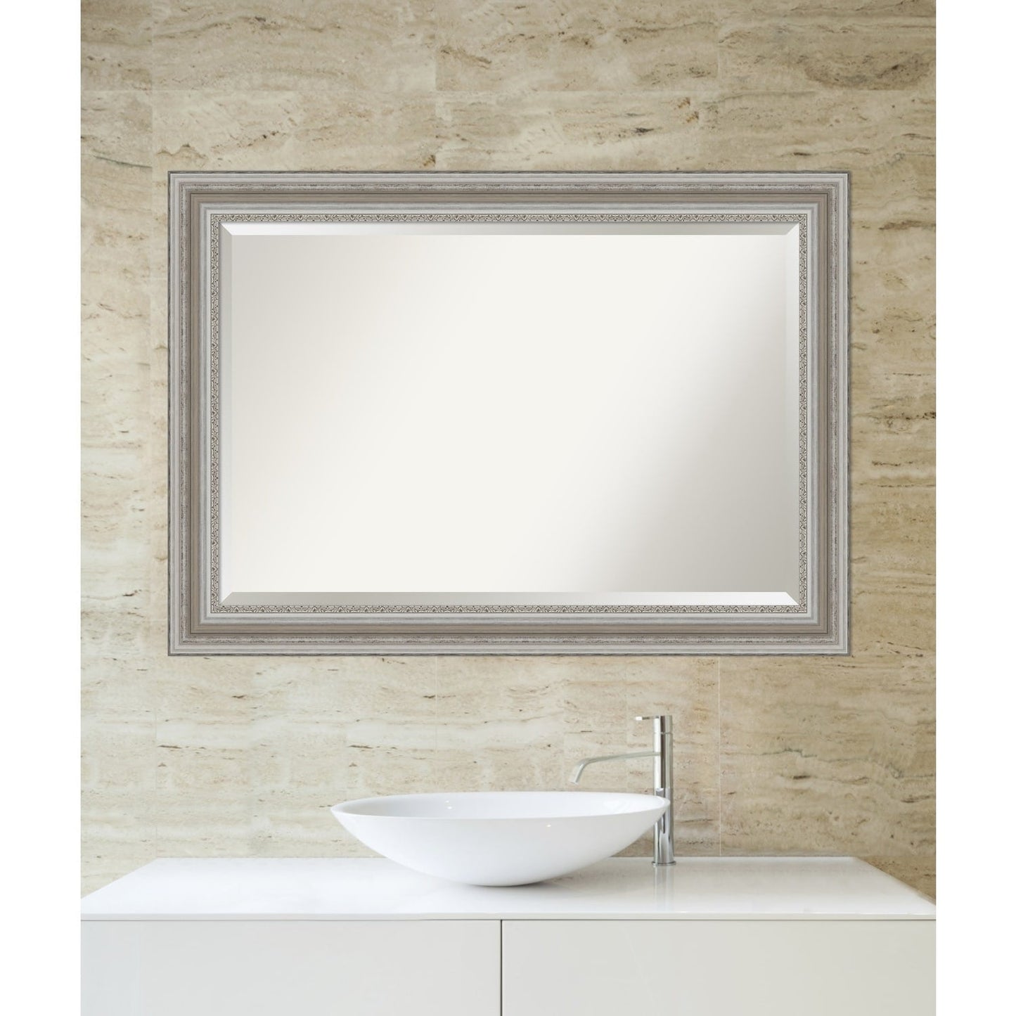 Specchio da parete per bagno bisellato - Cornice argento Parlor