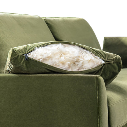 Divano moderno Pasadena 75.5 in velluto con schienale largo e cuscini stile fattoria