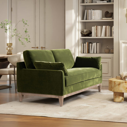 Divano moderno Pasadena 75.5 in velluto con schienale largo e cuscini stile fattoria