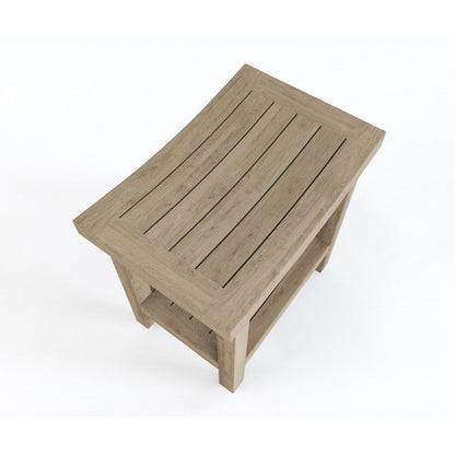 Panca da doccia in teak Sumba brevettata con ripiano