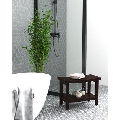 Panca da doccia in teak Sumba brevettata con ripiano