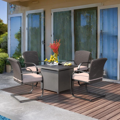 Sedie da pranzo in vimini per esterni, 2 pezzi, mobili da giardino primaverili adatti a tutte le stagioni con cuscini per giardino, piscina, cortile, prato