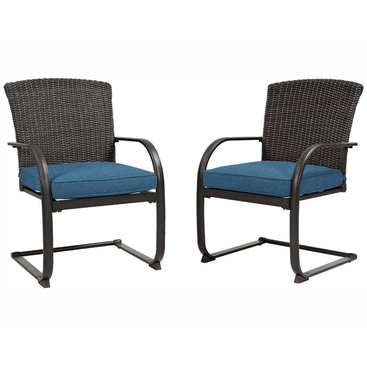 Sedie da pranzo in vimini per esterni, 2 pezzi, mobili da giardino primaverili adatti a tutte le stagioni con cuscini per giardino, piscina, cortile, prato