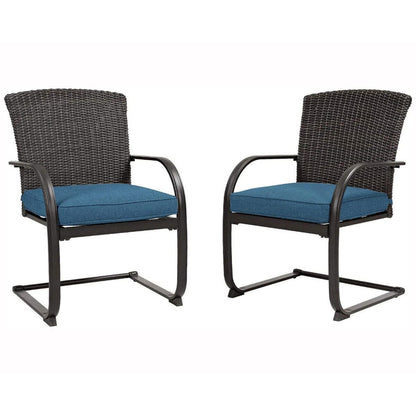 Sedie da pranzo in vimini per esterni, 2 pezzi, mobili da giardino primaverili adatti a tutte le stagioni con cuscini per giardino, piscina, cortile, prato