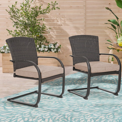 Sedie da pranzo in vimini per esterni, 2 pezzi, mobili da giardino primaverili adatti a tutte le stagioni con cuscini per giardino, piscina, cortile, prato