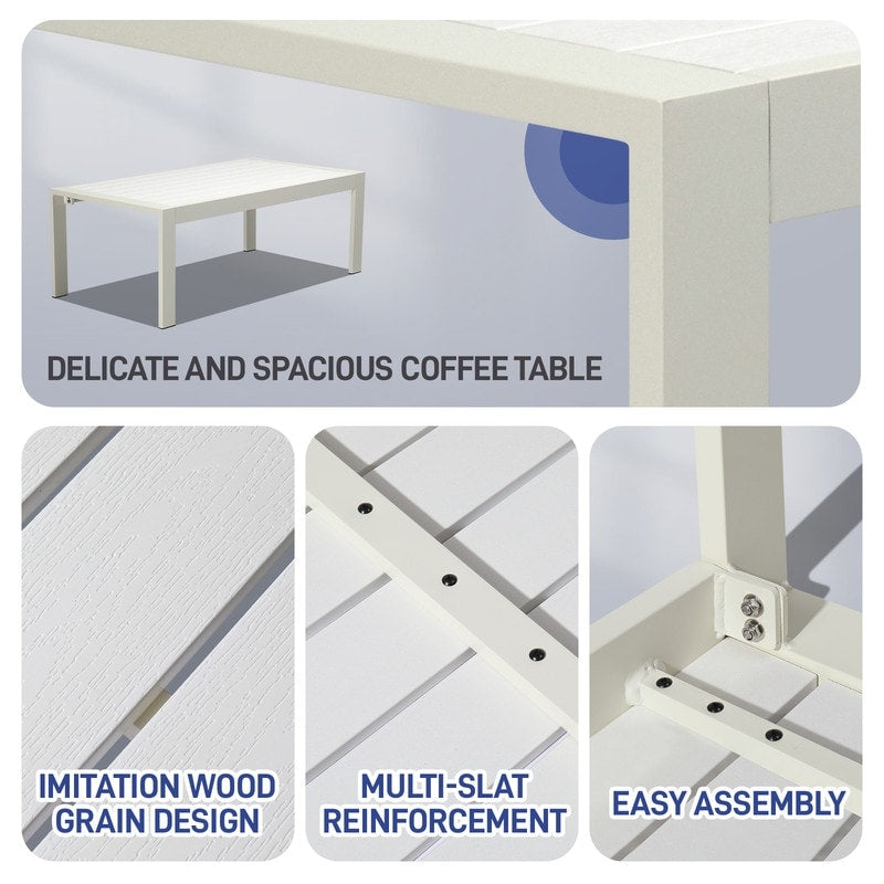 Set da conversazione in alluminio da 4 pezzi per patio con cuscini