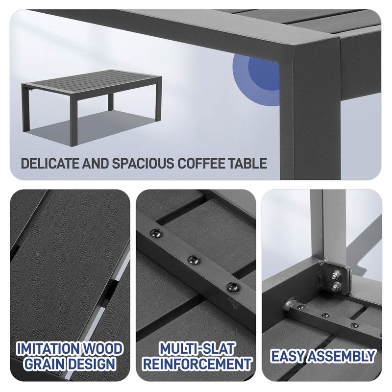 Set da conversazione in alluminio da 4 pezzi per patio con cuscini