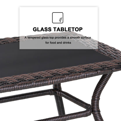 Set da conversazione in vimini da 4 pezzi per patio con tavolo e cuscini, marrone