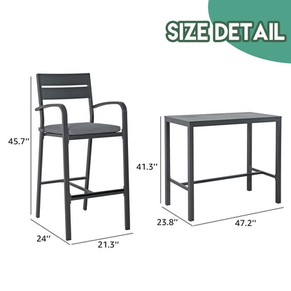 Set da bar in alluminio per patio da 5 pezzi, set da pranzo per esterni