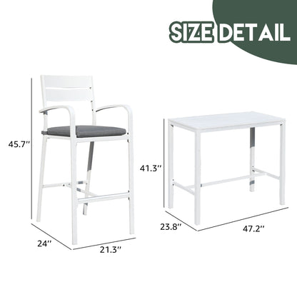 Set da bar in alluminio per patio da 5 pezzi, set da pranzo per esterni