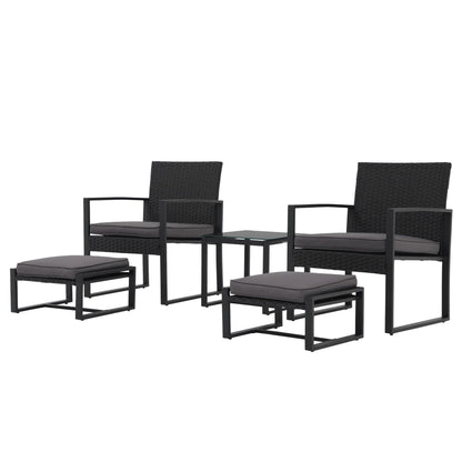 Set da salotto in vimini da 5 pezzi con cuscini per patio