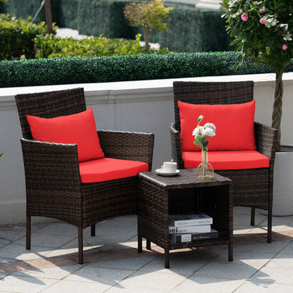 Set da bistrot per conversazione da esterno, 3 pezzi, mobili da esterno, sedie in vimini e tavolo riponibile, set di mobili da balcone per veranda