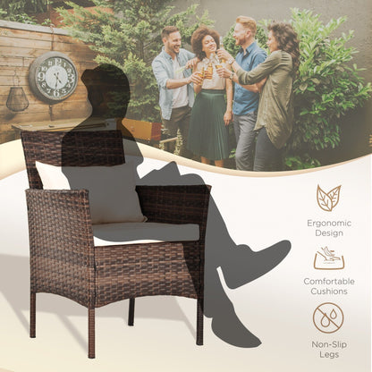 Set da bistrot per conversazione da esterno, 3 pezzi, mobili da esterno, sedie in vimini e tavolo riponibile, set di mobili da balcone per veranda