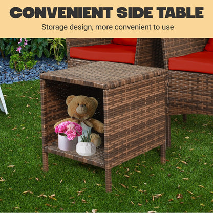 Set da bistrot per conversazione da esterno, 3 pezzi, mobili da esterno, sedie in vimini e tavolo riponibile, set di mobili da balcone per veranda