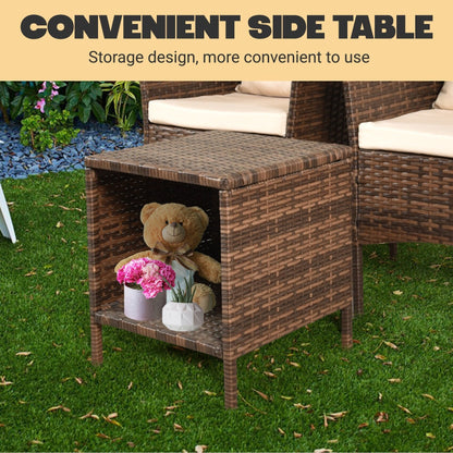 Set da bistrot per conversazione da esterno, 3 pezzi, mobili da esterno, sedie in vimini e tavolo riponibile, set di mobili da balcone per veranda