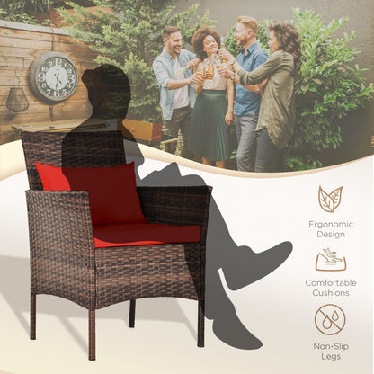 Set da bistrot per conversazione da esterno, 3 pezzi, mobili da esterno, sedie in vimini e tavolo riponibile, set di mobili da balcone per veranda