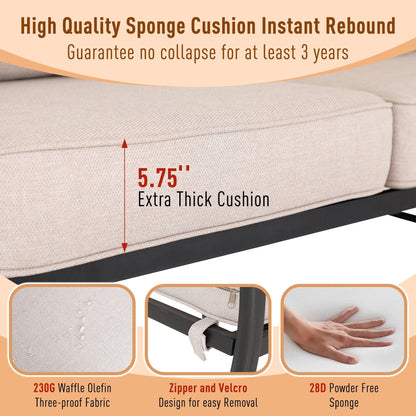 MAISON ARTS Set da conversazione per patio da 5/7/9 posti, set di divani con 2 poltrone singole, divano a 3 posti, pouf e tavolino da caffè