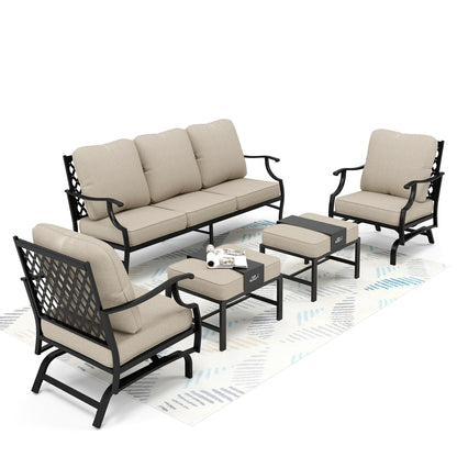 MAISON ARTS Set da conversazione per patio da 5/7/9 posti, set di divani con 2 poltrone singole, divano a 3 posti, pouf e tavolino da caffè