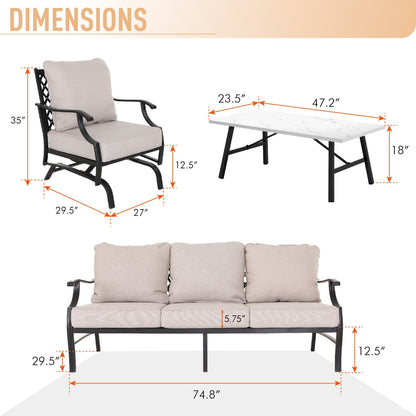 MAISON ARTS Set da conversazione per patio da 5/7/9 posti, set di divani con 2 poltrone singole, divano a 3 posti, pouf e tavolino da caffè