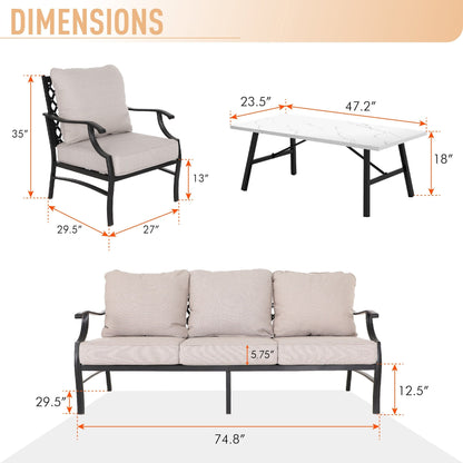 MAISON ARTS Set da conversazione per patio da 5/7/9 posti, set di divani con 2 poltrone singole, divano a 3 posti, pouf e tavolino da caffè