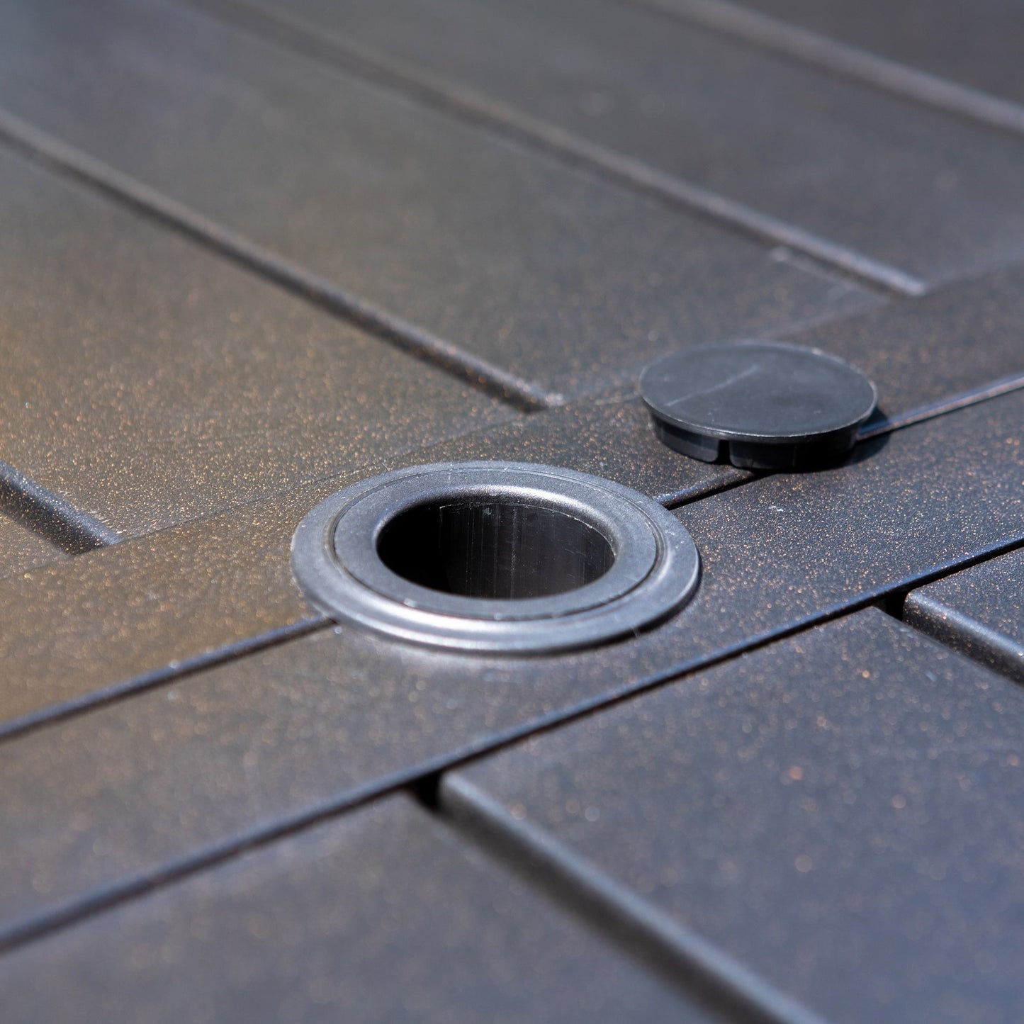 MAISON ARTS Set da pranzo per patio, tavolo rettangolare in metallo da 7 pezzi e 6 sedie in textilene