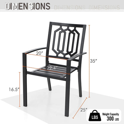 MAISON ARTS Set da pranzo per patio da 9 pezzi Set di mobili da giardino Tavolo da pranzo rettangolare in metallo 8 sedie impilabili in metallo