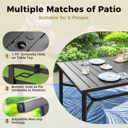 MAISON ARTS Set da pranzo per patio da 9 pezzi Set di mobili da giardino Tavolo da pranzo rettangolare in metallo 8 sedie impilabili in metallo