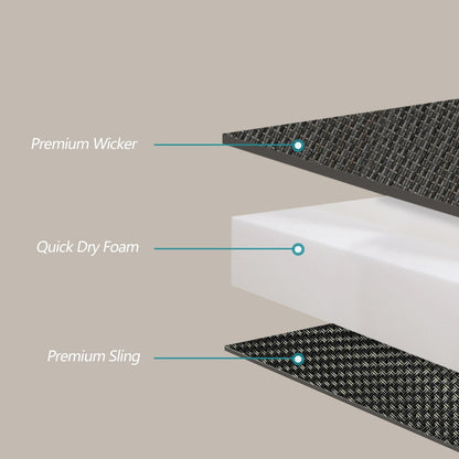 Set da pranzo per patio con 6 poltrone in vimini, 2 sedie girevoli e 1 tavolo