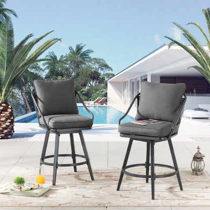 Patio Festival Set da pranzo da bar per patio da 11 pezzi con cuscini grigi