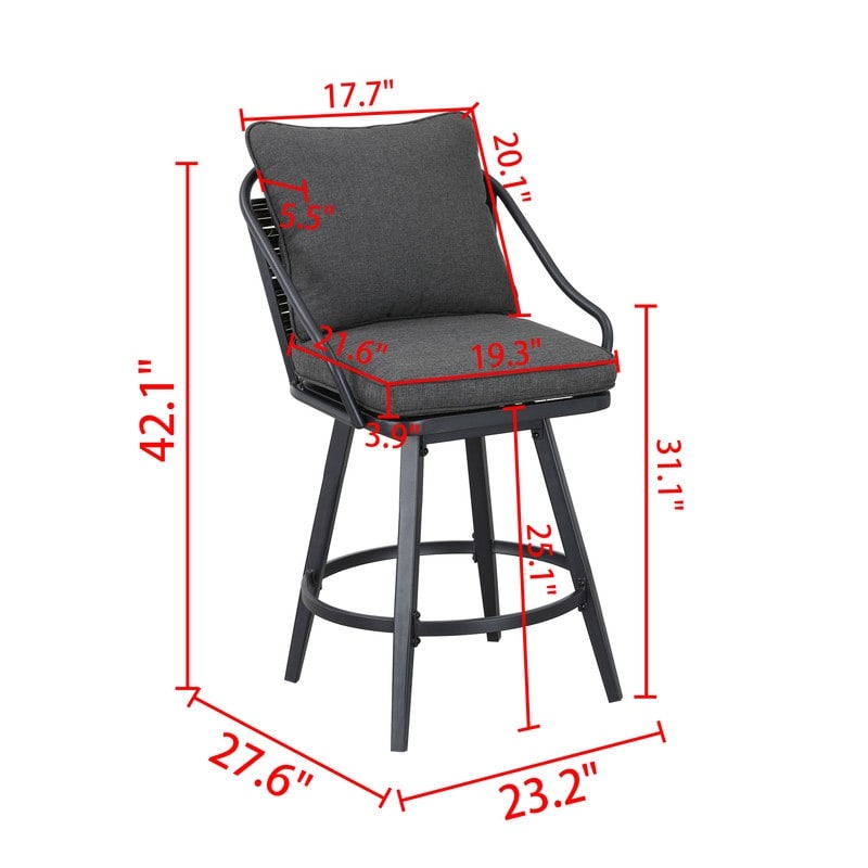 Patio Festival Set da pranzo da bar per patio da 11 pezzi con cuscini grigi